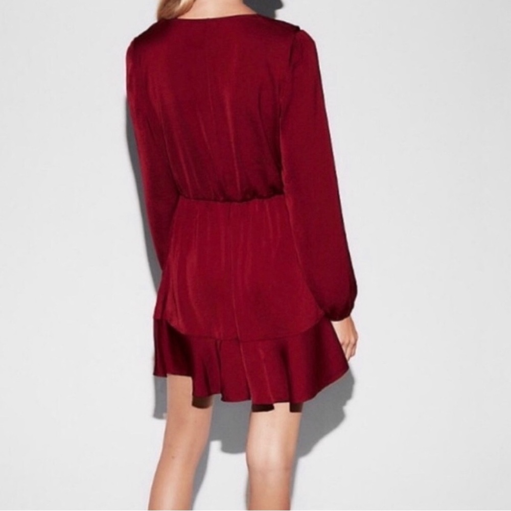 Express Burgundy Ruffle Dress Size XS - Picture 4 of 6